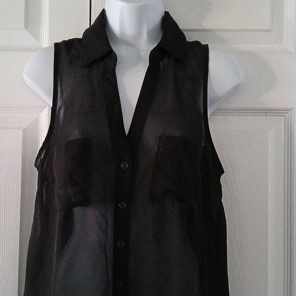 Wet seal black sheer button down blouse  Sz L NWOT - Picture 3 of 5